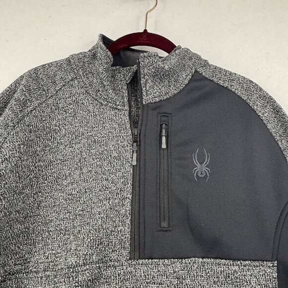 Spyder Half Zip Sweater Jacket Mens XL Gray Black Gait Knit Pullover Fleece Line - Picture 3 of 13